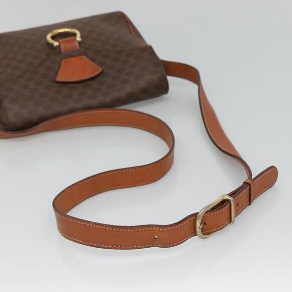 CELINE Macadam Canvas Shoulder Bag Pvc Leather Brown Gold - Picture 7 of 12